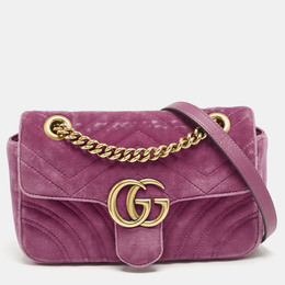 Gucci Pink Matelassé Velvet Mini GG Marmont Shoulder Bag 1167866