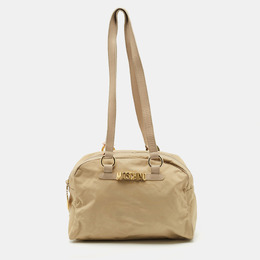Moschino Beige Fabric Logo Long Handle Satchel 1168145