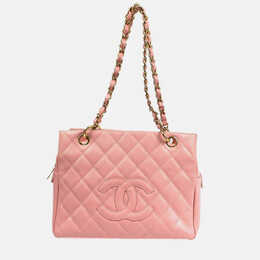 Chanel Pink Calfskin Petite Timeless Tote PTT Chain Handbag 1168820