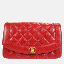 Chanel Diana Medium Red Calfskin Chain Shoulder Bag 1168854