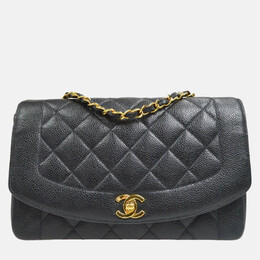 Chanel Diana Medium Black Caviar Leather Chain Shoulder Bag 1168839