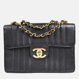 Chanel Mademoiselle Jumbo Classic Flap Black Caviar Leather Shoulder Bag 1168830