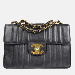 Chanel Mademoiselle Classic Flap Black Leather Double Chain Shoulder Bag 1168833