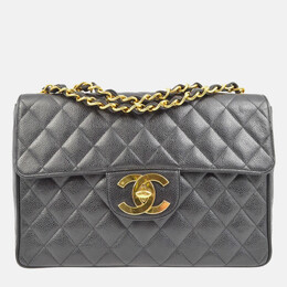 Chanel Classic Single Flap Jumbo Black Quilted Caviar Bag 1168841