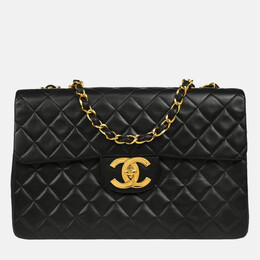 Chanel Classic Flap Black Lambskin Maxi Shoulder Bag 1168806