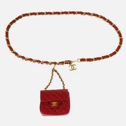 Chanel Vintage Red Lambskin Flap Belt Bag 1168789