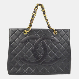 Chanel Interlocking CC Black Calfskin Tote Chain Bag 1168774