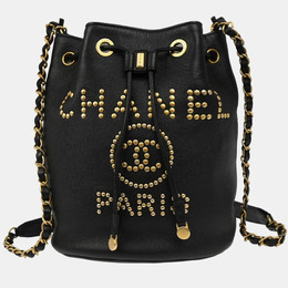 Chanel Deauville Black Caviar Leather Bucket Bag 1168785