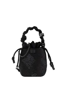 Ganni Bou braided-handle crystal-embellished bucket bag 30809001
