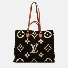 Louis Vuitton OnTheGo GM Beige/Black Leather Monogram Teddy Tote Bag 1170002