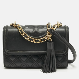 Tory Burch Black Leather Small Fleming Shoulder Bag 1169983