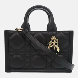 Christian Dior Book Tote Mini Macrocannage Calfskin Black Handbag 1170001