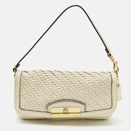 Coach White Woven Leather Kristin Clutch Bag 1169999