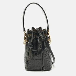 Fendi Black Zucca Embossed Leather Mini Mon Tresor Bucket Bag 1169950