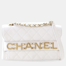 Chanel Logo Enchained Medium White Calfskin Shoulder Bag 1169528