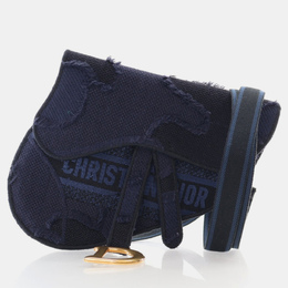 Christian Dior Saddle Mini Blue Canvas Embroidered Waist Bag 1169518