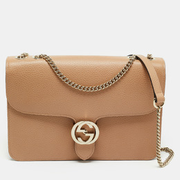 Gucci Beige Leather Dollar Interlocking G Shoulder Bag 1169074