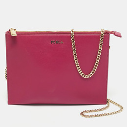 Furla Fuchsia Leather Flat Chain Clutch 1169114