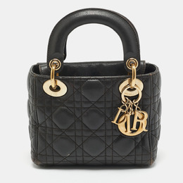 Christian Dior Dark Grey Cannage Leather Mini Lady Christian Dior Tote 1169020