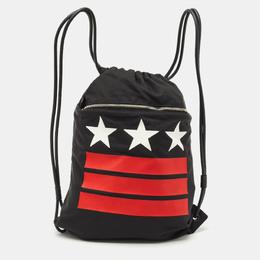 Givenchy Black Nylon Stars Stripes Drawstring Backpack 1167344