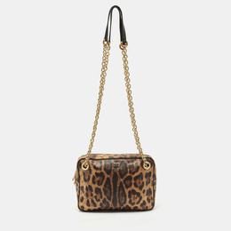 Dolce & Gabbana Brown Leopard Print Coated Canvas Chain Shoulder Bag 1167222