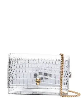 Alexander McQueen skull-embellished crocodile-effect bag 30838226