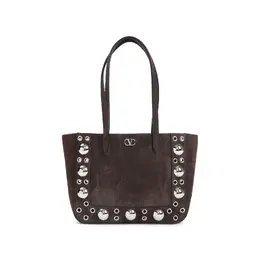 Valentino Garavani-Testa Di Moro Brown Cow Suede Leather Nellcote Mini Tote Bag-Donna 51977559605588