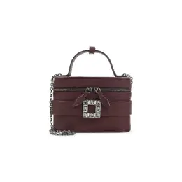 Roger Vivier-Dark Bordeaux Nappa Leather Vanity Micro Bag-Donna 52092179054932