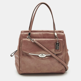 Coach Metallic Beige Leather E/W Madison Madeline Satchel 1170516