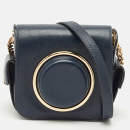 Michael Kors Navy Blue Leather Scout Camera Crossbody Bag 1170316