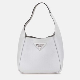 Prada White Vitello Daino Dynamique Hobo 1170434
