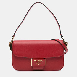 Prada Red Saffiano Lux Embleme Satchel 1169801