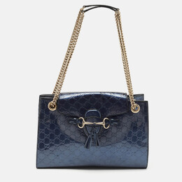 Gucci Blue Guccissima Patent Leather Large Emily Chain Shoulder Bag 1170250