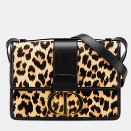 Christian Dior Brown Pony Hair Leopard Print 30 Montaigne Flap Shoulder Bag 1169666