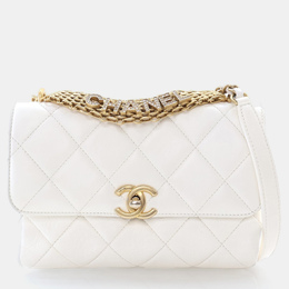 Chanel CC Crystal Logo Mini White Lambskin Shoulder Bag 1169530