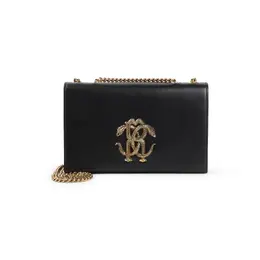 Roberto Cavalli-Black Leather Shoulder Bag-Donna 51977559245140