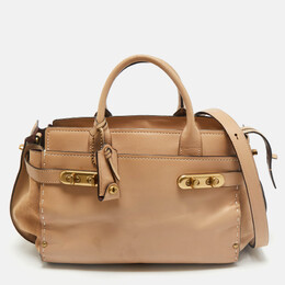 Coach Tan Leather and Suede Double Swagger Tote 1171089