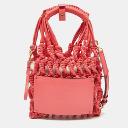 Etro Red Braided Woven Leather Tote 1171121