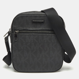 Michael Kors Black Signature Coated Canvas Jet Set Logo Flight Crossbody Bag 1171313