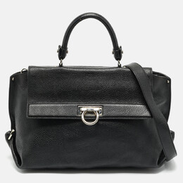 Salvatore Ferragamo Black Leather Large Sofia Top Handle Bag 1170896