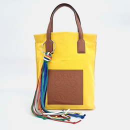 Loewe Brown Yellow Canvas and Leather Loewe Brown Yellow Fabric tote bag 1170768