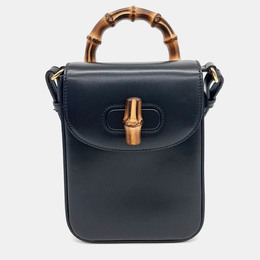 Gucci Black Leather Bamboo Mini Tote and Crossbody Bag 1170845