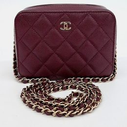 Chanel Burgundy Leather Caviar Camera Crossbody Bag 1170718