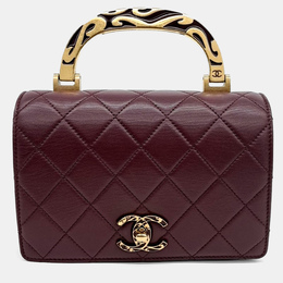 Chanel Burgundy Leather top handle crossbody bag 1170708