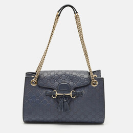 Gucci Dark Blue Guccissima Leather Large Emily Chain Shoulder Bag 1170315
