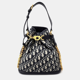 Christian Dior Beige/Navy Blue Fabric Oblique C Christian Dior Medium bag 1170668