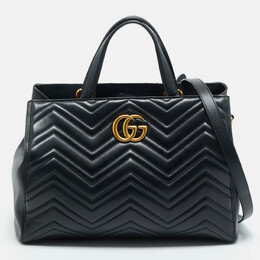Gucci Black Matelasse Leather Medium GG Marmont Tote 1170583