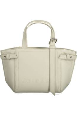 Женская сумка Calvin Klein из экокожи с декоративным ремешком, белый 14341 | bianco
