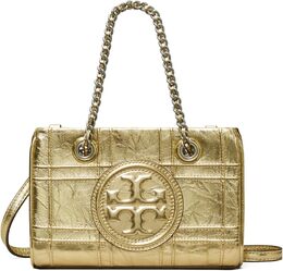Сумка кросс-боди Tory Burch Fleming Soft Metallic Quilt Mini Chain Tote, цвет 18 Kt Gold 9955442 | 18 kt gold