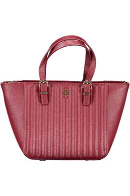 Женская сумка Tommy Hilfiger стеганая с ручками и золотым логотипом, красный 16659 | rosso